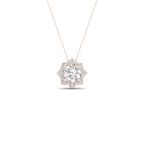 1 ctw Floral Lab Grown Halo Pendant