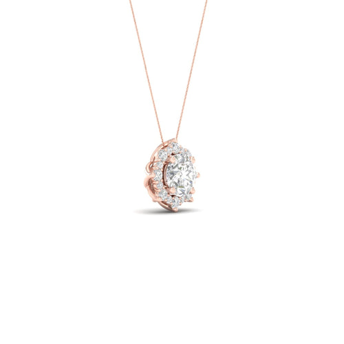 1 ctw Floral Lab Grown Halo Pendant