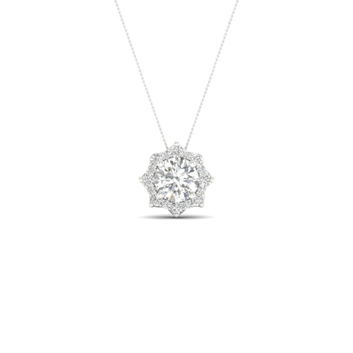 1 ctw Floral Lab Grown Halo Pendant