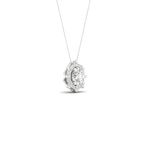 1 ctw Floral Lab Grown Halo Pendant