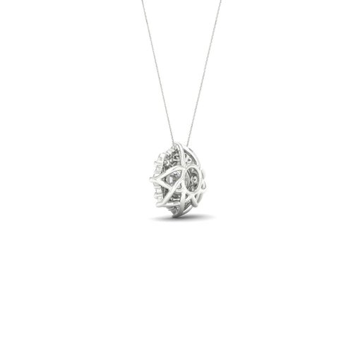 1 ctw Floral Lab Grown Halo Pendant