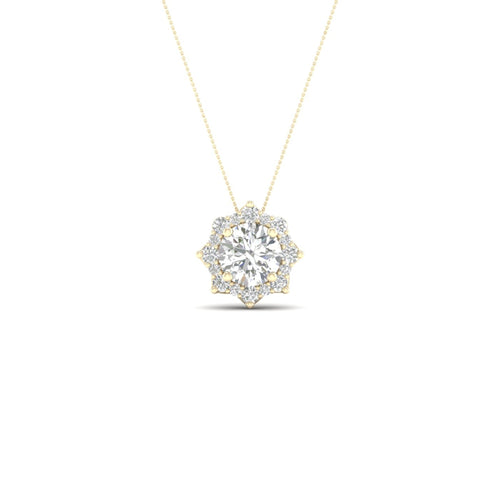 1 ctw Floral Lab Grown Halo Pendant