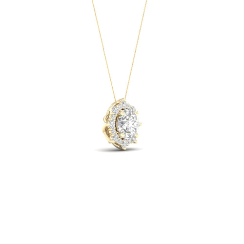 1 ctw Floral Lab Grown Halo Pendant