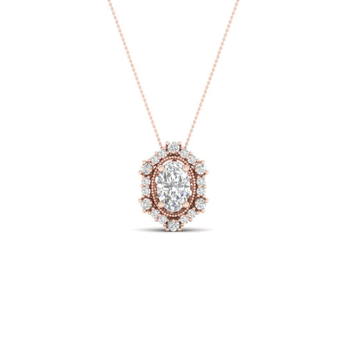 1/2 ctw Oval Hexagonal Lab Grown Halo Pendant
