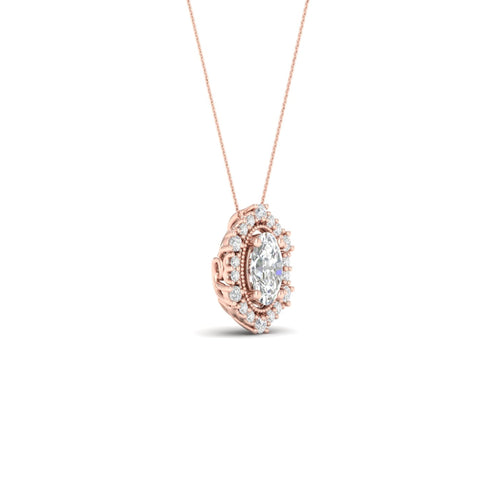 1/2 ctw Oval Hexagonal Lab Grown Halo Pendant