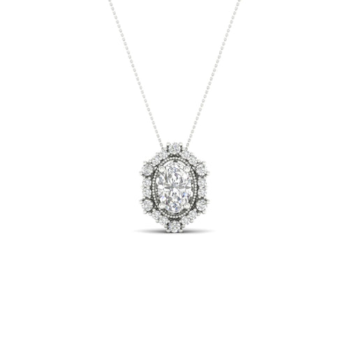 1/2 ctw Oval Hexagonal Lab Grown Halo Pendant