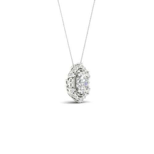 1/2 ctw Oval Hexagonal Lab Grown Halo Pendant