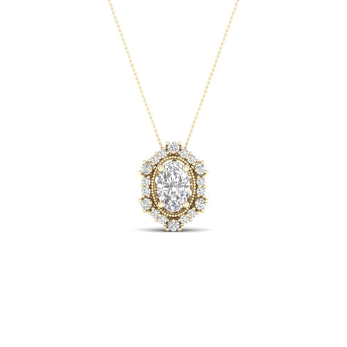 1/2 ctw Oval Hexagonal Lab Grown Halo Pendant