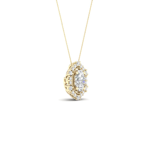 1/2 ctw Oval Hexagonal Lab Grown Halo Pendant