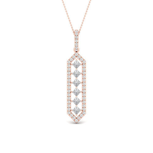 1/2 Ctw Geometric Floating Princess Lab Grown Fashion Pendant