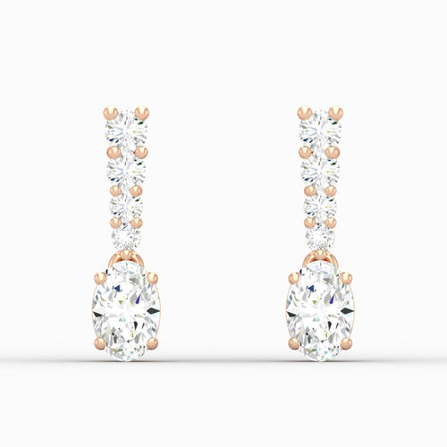 1 3/4 ctw Oval Drop Lab Grown Fashion Earring
