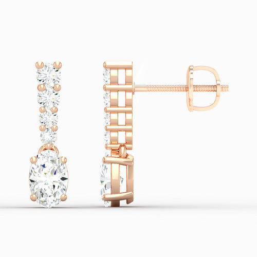1 3/4 ctw Oval Drop Lab Grown Fashion Earring