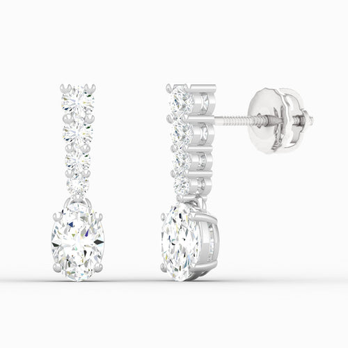 1 3/4 ctw Oval Drop Lab Grown Fashion Earring