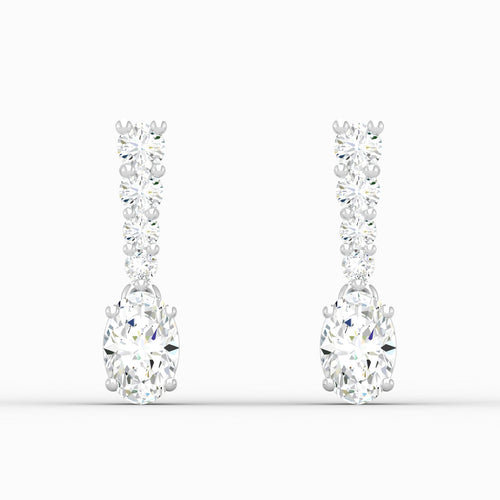 1 3/4 ctw Oval Drop Lab Grown Fashion Earring