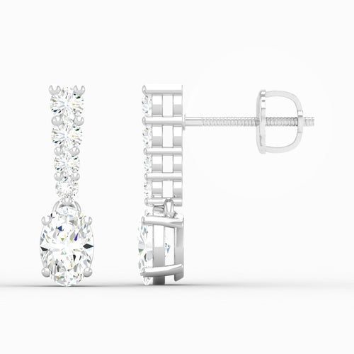 1 3/4 ctw Oval Drop Lab Grown Fashion Earring