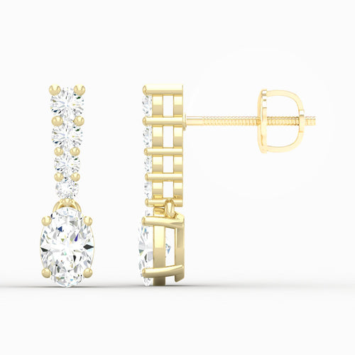 1 3/4 ctw Oval Drop Lab Grown Fashion Earring
