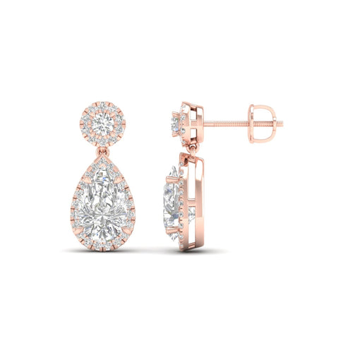 2 3/4 ctw Pear Drop Halo Lab Grown Fashion Earring