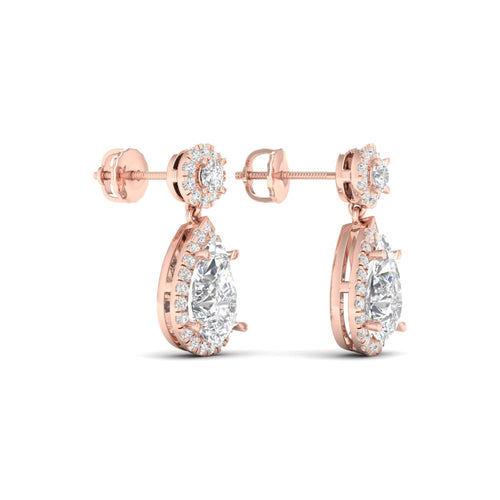 2 3/4 ctw Pear Drop Halo Lab Grown Fashion Earring