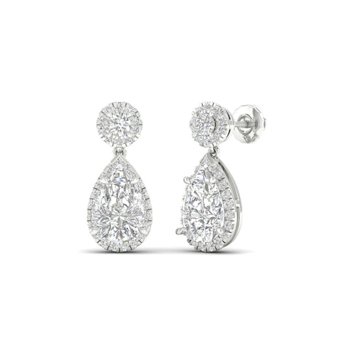 2 3/4 ctw Pear Drop Halo Lab Grown Fashion Earring