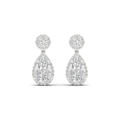 2 3/4 ctw Pear Drop Halo Lab Grown Fashion Earring