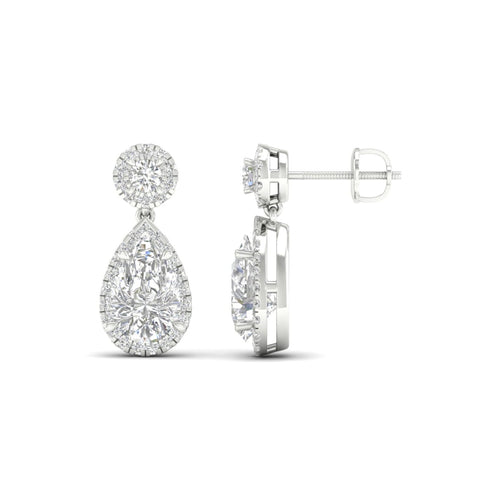 2 3/4 ctw Pear Drop Halo Lab Grown Fashion Earring
