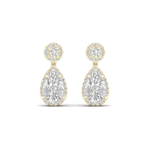 2 3/4 ctw Pear Drop Halo Lab Grown Fashion Earring