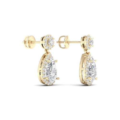 2 3/4 ctw Pear Drop Halo Lab Grown Fashion Earring