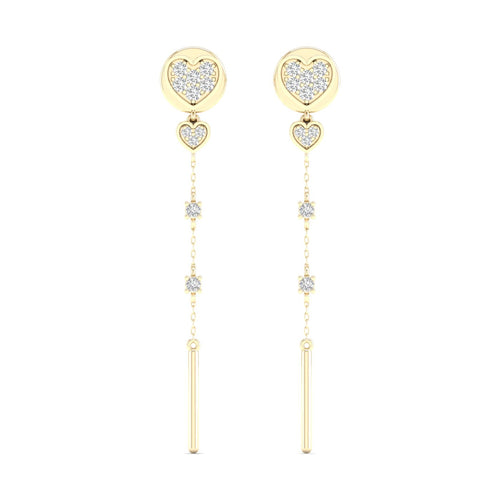1/4 Ctw Pave Heart Threader Fashion Earring