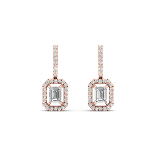 1 1/4 Ctw Emerald Cut Lab Grown Drop Fashion Earring