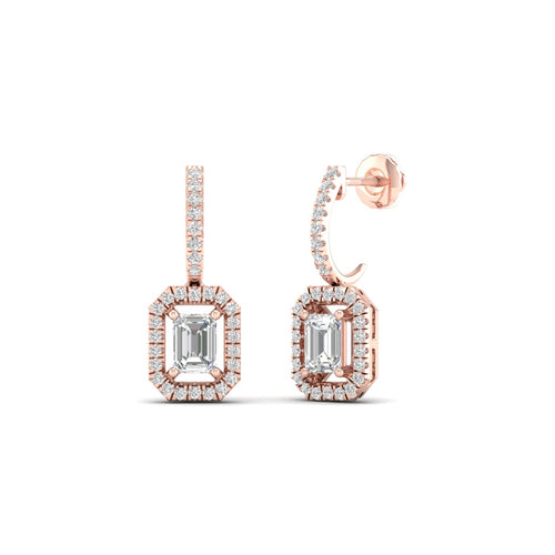 1 1/4 Ctw Emerald Cut Lab Grown Drop Fashion Earring