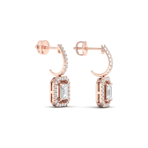 1 1/4 Ctw Emerald Cut Lab Grown Drop Fashion Earring