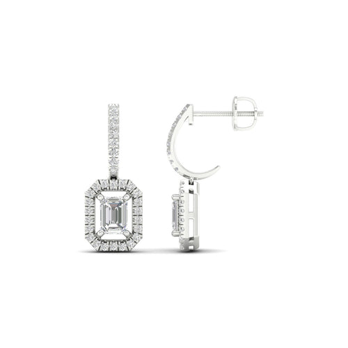 1 1/4 Ctw Emerald Cut Lab Grown Drop Fashion Earring