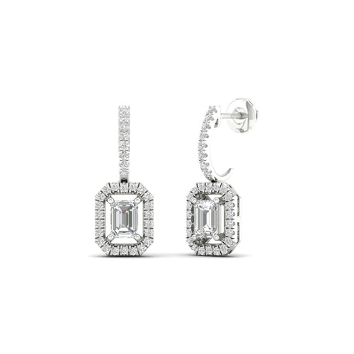 1 1/4 Ctw Emerald Cut Lab Grown Drop Fashion Earring