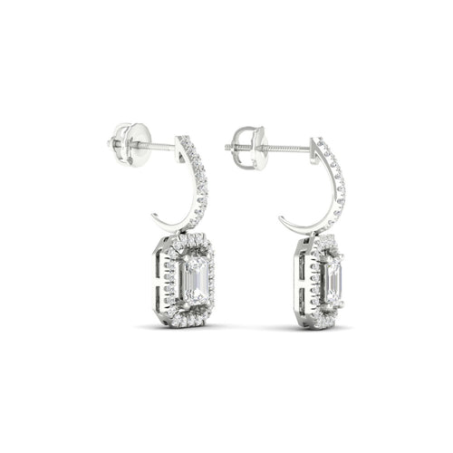 1 1/4 Ctw Emerald Cut Lab Grown Drop Fashion Earring