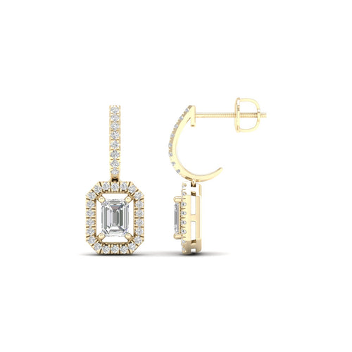 1 1/4 Ctw Emerald Cut Lab Grown Drop Fashion Earring