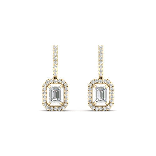 1 1/4 Ctw Emerald Cut Lab Grown Drop Fashion Earring