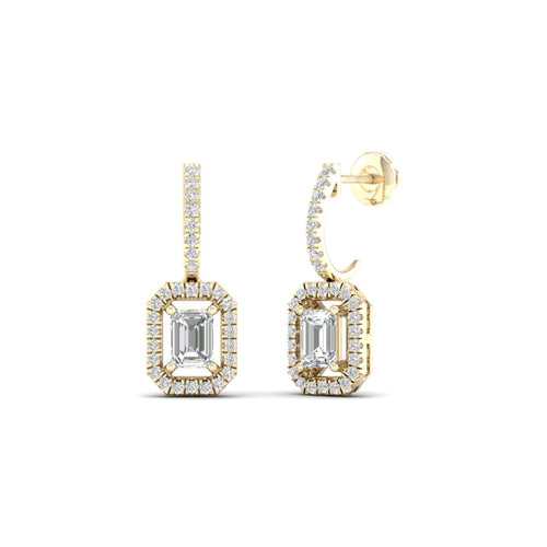 1 1/4 Ctw Emerald Cut Lab Grown Drop Fashion Earring