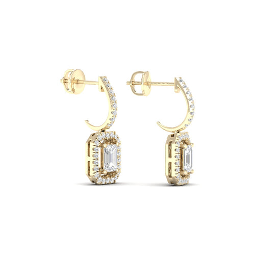 1 1/4 Ctw Emerald Cut Lab Grown Drop Fashion Earring