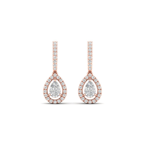 1 Ctw Pear Halo Lab Grown Drop Fashion Earring