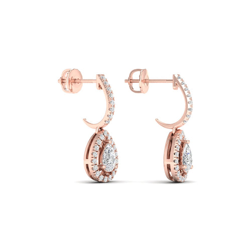 1 Ctw Pear Halo Lab Grown Drop Fashion Earring