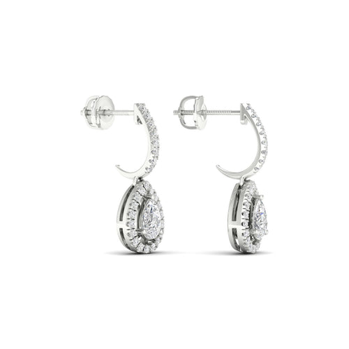 1 Ctw Pear Halo Lab Grown Drop Fashion Earring