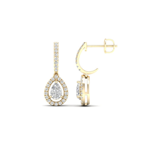 1 Ctw Pear Halo Lab Grown Drop Fashion Earring