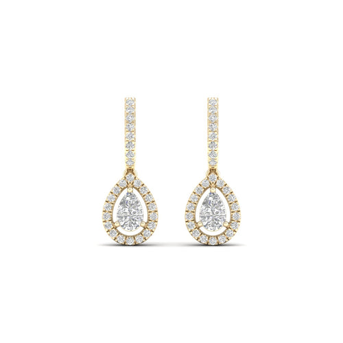 1 Ctw Pear Halo Lab Grown Drop Fashion Earring