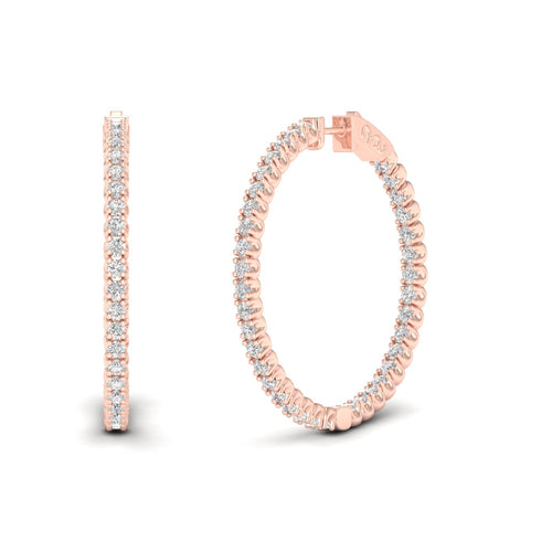3 1/10 ctw Classic Round Big Inside Out Lab Grown Diamond Hoop