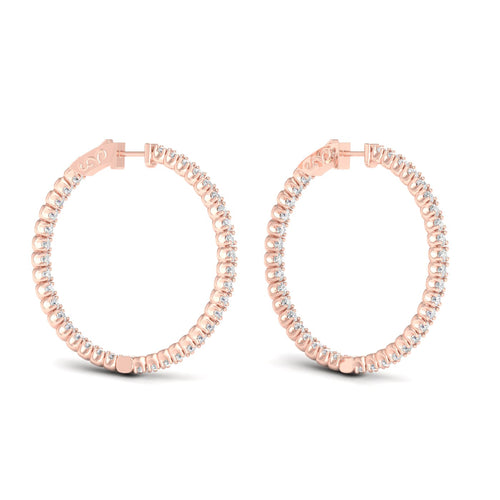 3 1/10 ctw Classic Round Big Inside Out Lab Grown Diamond Hoop