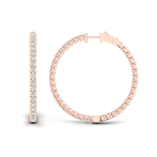 3 1/10 ctw Classic Round Big Inside Out Lab Grown Diamond Hoop