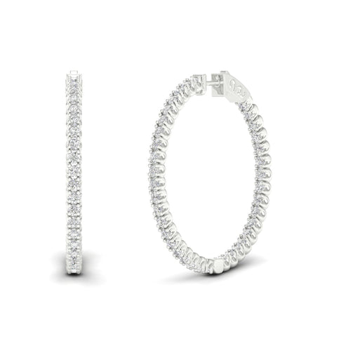 3 1/10 ctw Classic Round Big Inside Out Lab Grown Diamond Hoop
