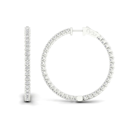 3 1/10 ctw Classic Round Big Inside Out Lab Grown Diamond Hoop