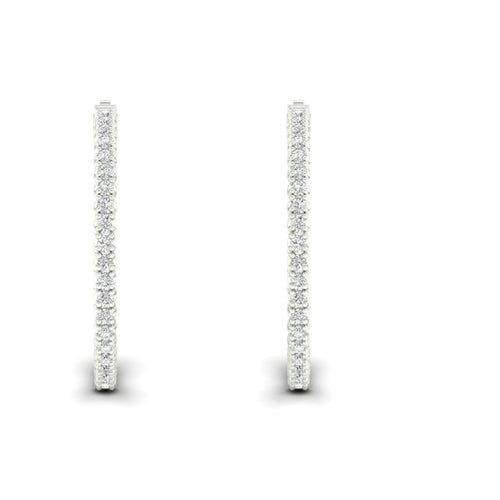 3 1/10 ctw Classic Round Big Inside Out Lab Grown Diamond Hoop