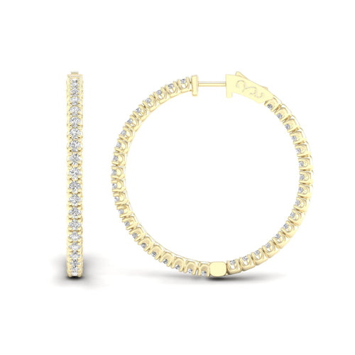 3 1/10 ctw Classic Round Big Inside Out Lab Grown Diamond Hoop